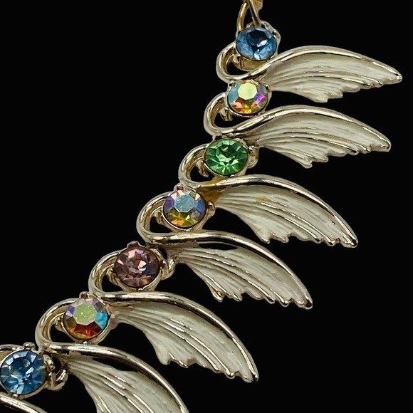 Vintage ART Arthur Pepper Enamel Leaf and Pastel Rhinestone Set - Picture 4 of 9